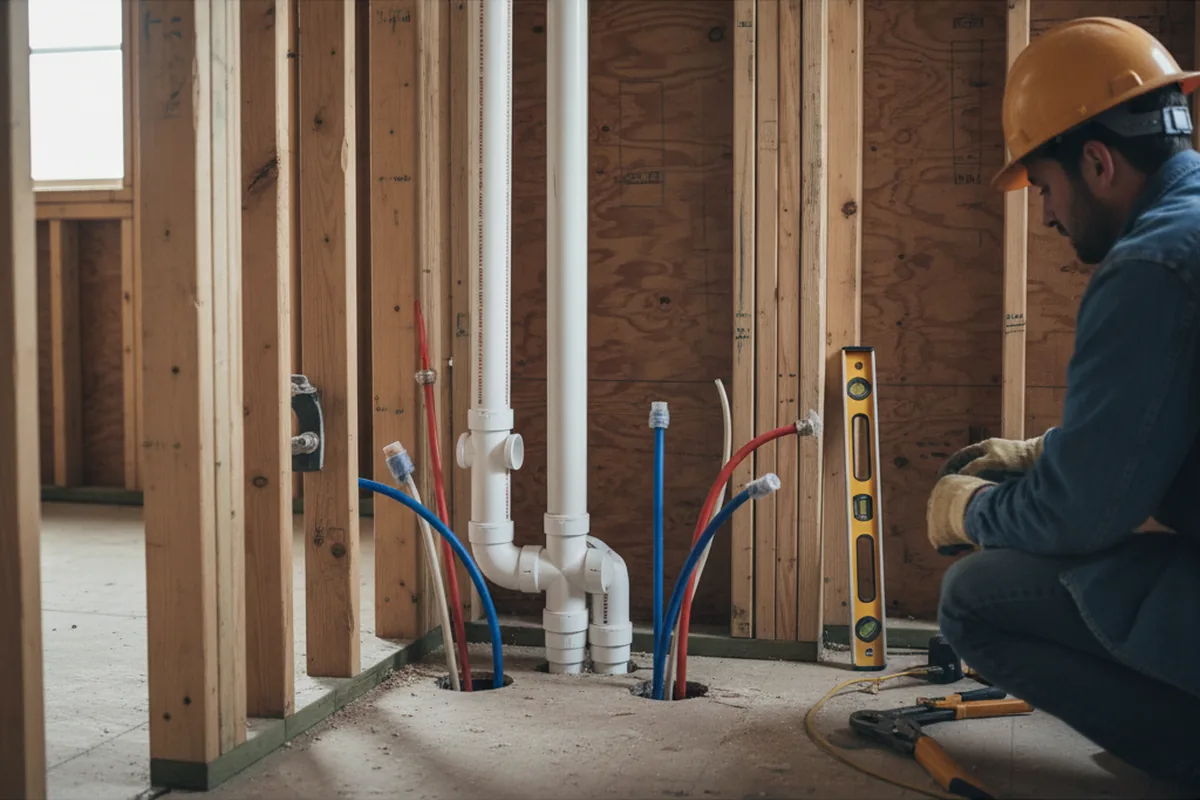 Drain and supply rough-in during Leak Detection in Kerrick