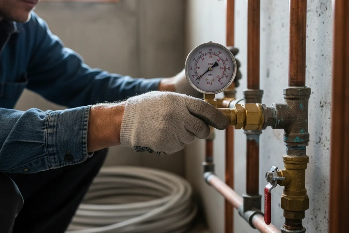 Pressure testing a repaired line during Water Line Repair in Kerrick
